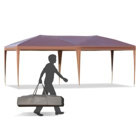 Outsunny 10' x 20' Outdoor Gazebo Pop Up Canopy Party Tent with Carrying Bag, Coffee