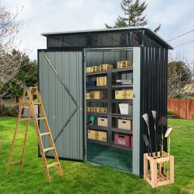 TC53BL 5ft X 3ft Outdoor Metal Storage Shed Transparent Plate Black (Color: Black)
