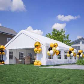 20x32 FT Party Tent With 3 Storage Bags & Removable Sidewalls, Outdoor Canopy Gazebo For Carport Camping Garden Wedding BBQ Commercial (Color: White)