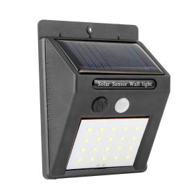 1Pc Solar Light 20 LEDs Outdoor PIR Motion Sensor Lights IP65 Waterproof 120 Degree Sensing Wide Angle Lighting For Garage Front Door Garden Path (Color: Black)