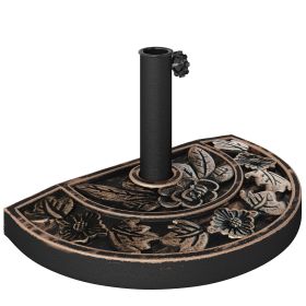 20lbs Half Round Patio Umbrella Base Outdoor Decorative Resin Parasol Stand Holder For 1.5, 1.9 Pole, Lawn, Deck, Garden Use, Bronze (Color: Grey)