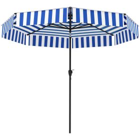 Outsunny 8.6FT Patio Umbrella, UPF 30+ Outdoor Market Umbrella, 2-Tier Vented Patio Table Umbrella with Crank 8 Ribs (Color: Navy)