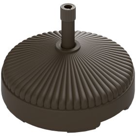 Outsunny Round Patio Umbrella Base Holder, Heavy Duty Outdoor Umbrella Stand Base, Filled Up to 62lbs with Stand or 51lbs with Water for Garden (Color: Brown)