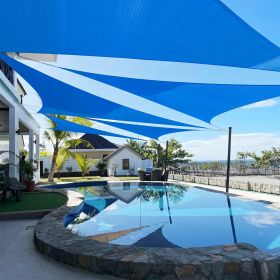 Artpuch Custom Size Sky Blue Sun Shade Sail Triangle Canopy 185 GSM Durable Fabric UV Block Awning for Outdoor Patio Garden Backyard (Customized (Color: Sky Blue, size: 15x17x22.7)
