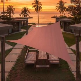 Artpuch Custom Size Rust Red Sun Shade Sail Triangle Canopy 185 GSM Durable Fabric UV Block Awning for Outdoor Patio Garden Backyard (Customized (Color: Rust Red, size: 14'x14')