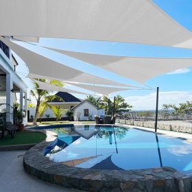 Artpuch Custom Size Light Gray Sun Shade Sail Triangle Canopy 185 GSM Durable Fabric UV Block Awning for Outdoor Patio Garden Backyard (Customize (Color: Light Gray, size: 19x19x19)