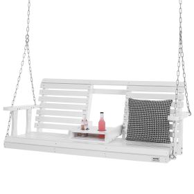 VEVOR Wooden Porch Swing 5 ft, Patio bench swing for Courtyard & Garden, Upgraded 880 lbs Strong Load Capacity (Color: White, Seat Length: 5 ft)